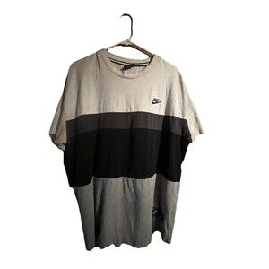 Nike Air T Shirt Mens Size L Gray Swoosh Casual Short Sleeve Adult Colorblock